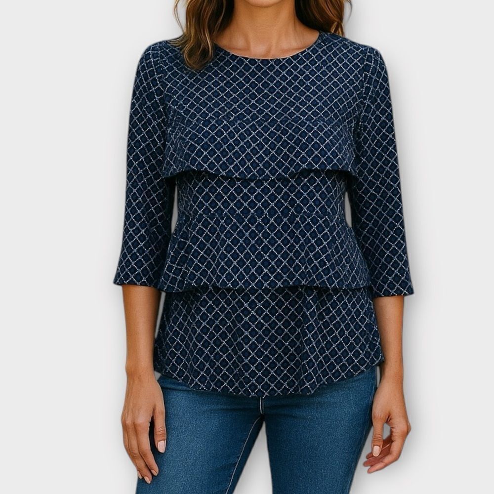 Ann Taylor Blue Peplum Blouse Women's Size SP
